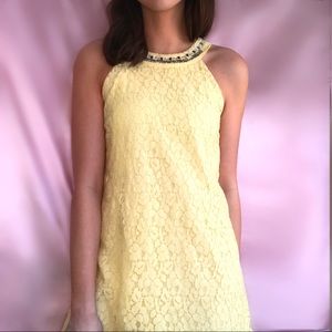 Candies Yellow Lace Halter Dress